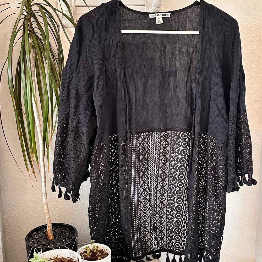 Moral Fiber Black Crochet Swim Coverup